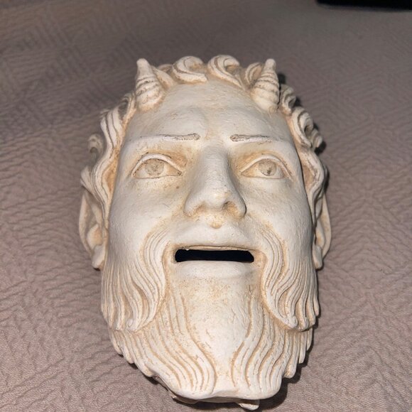 Satyr Mask Relief Wall Hanging Sculpture Handmade Plaster Artifact - Picture 11 of 11